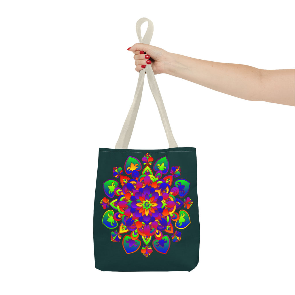 Colorful Mandala Mystical Nature Tote Bag with intricate floral and geometric designs, perfect for carrying your essentials in style