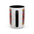 Colorful ceramic mug featuring a detailed and intricate mandala design