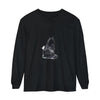 Black and white cat watercolor long sleeve t-shirt on a white background