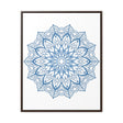 Vertical steel blue mandala handmade art on gallery canvas wraps
