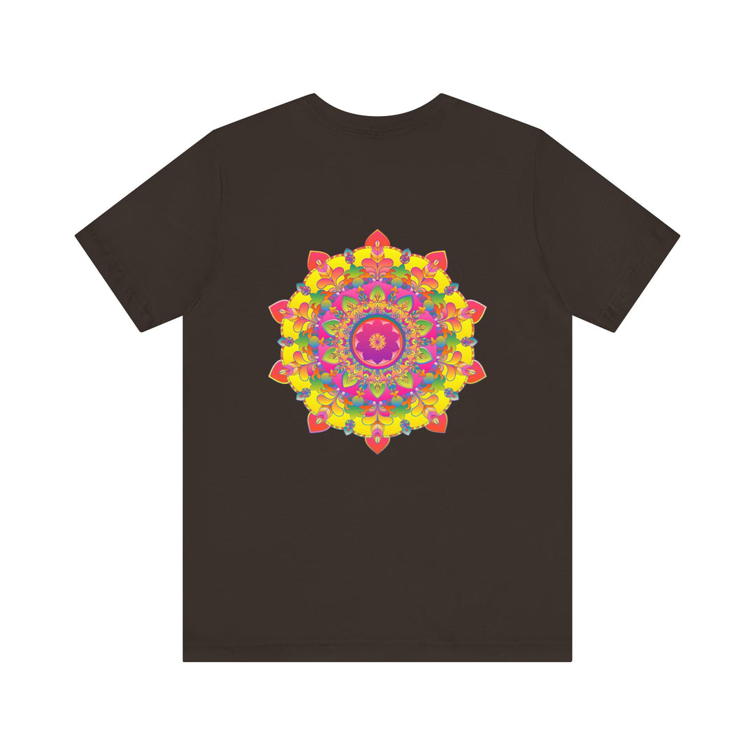 A colorful and intricate mandala design adorns this vibrant tee, symbolizing spiritual peace and harmony in a stylish and comfortable way