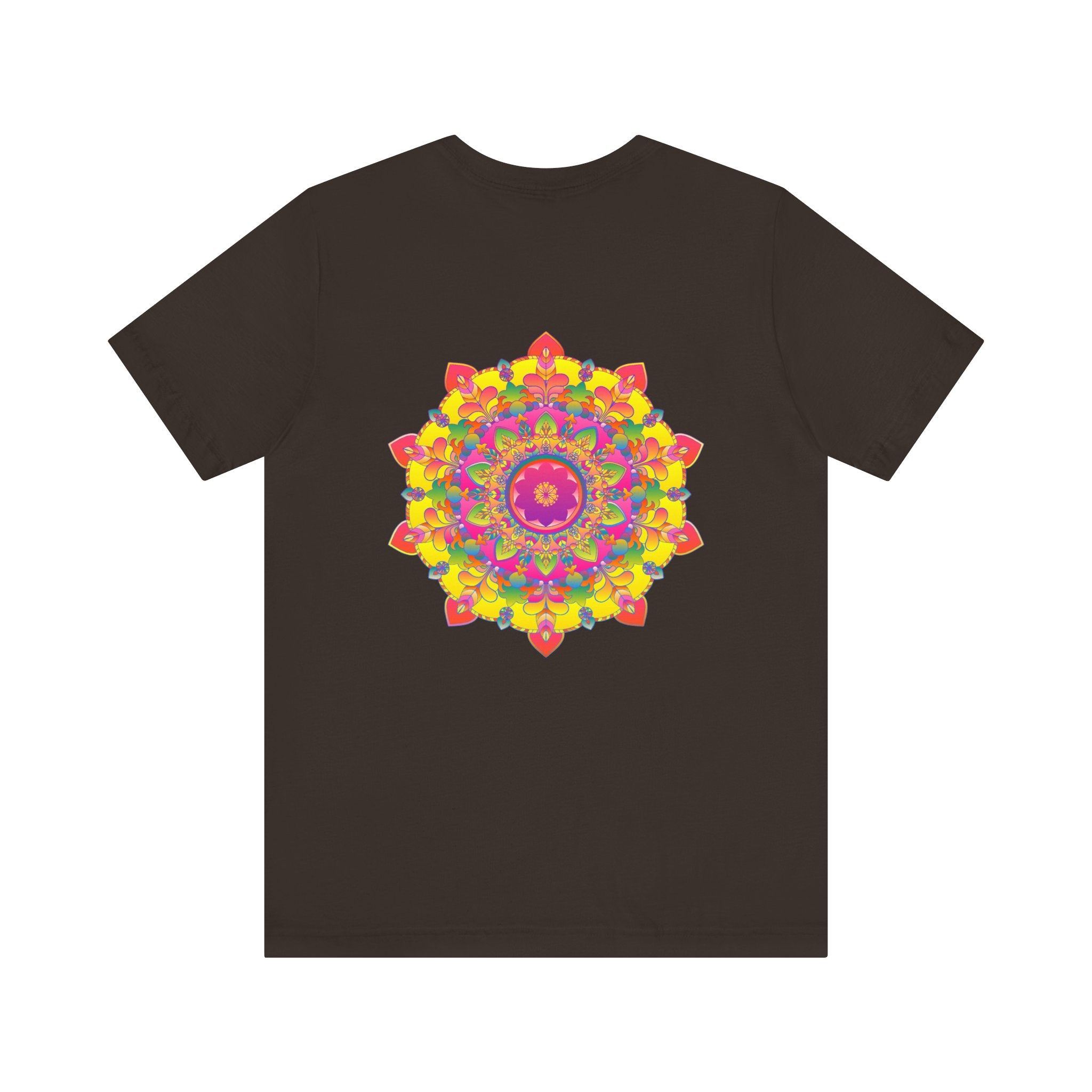 A colorful and intricate mandala design adorns this vibrant tee, symbolizing spiritual peace and harmony in a stylish and comfortable way