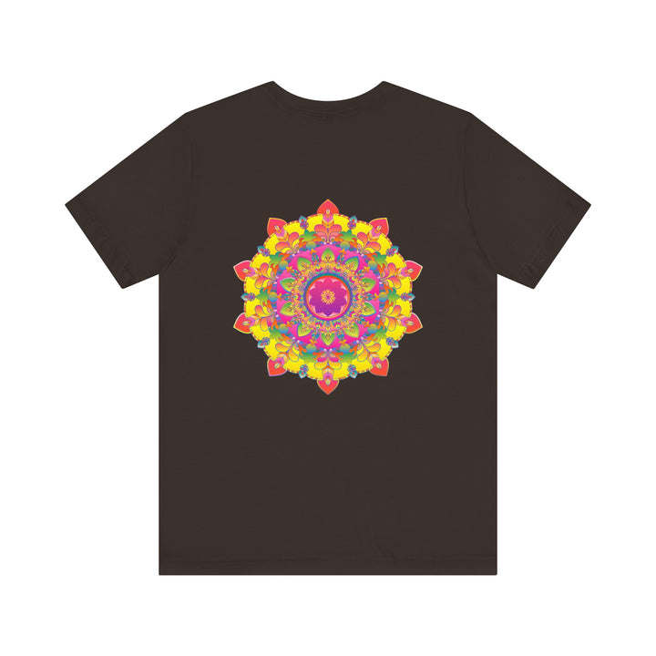 A colorful and intricate mandala design adorns this vibrant tee, symbolizing spiritual peace and harmony in a stylish and comfortable way