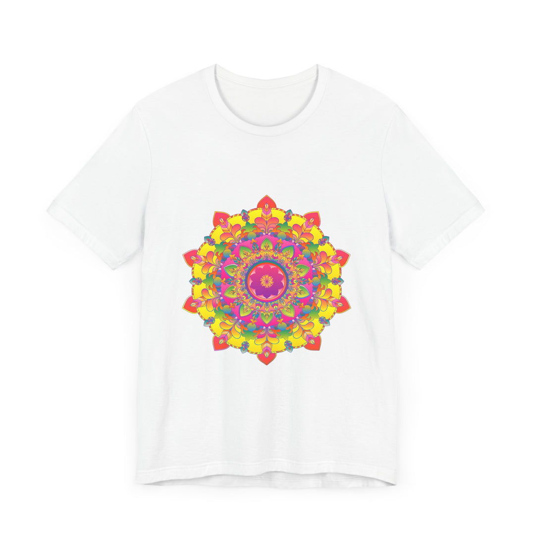 Beautiful and vibrant mandala tee with colorful floral design, perfect for adding a pop of color to your wardrobe