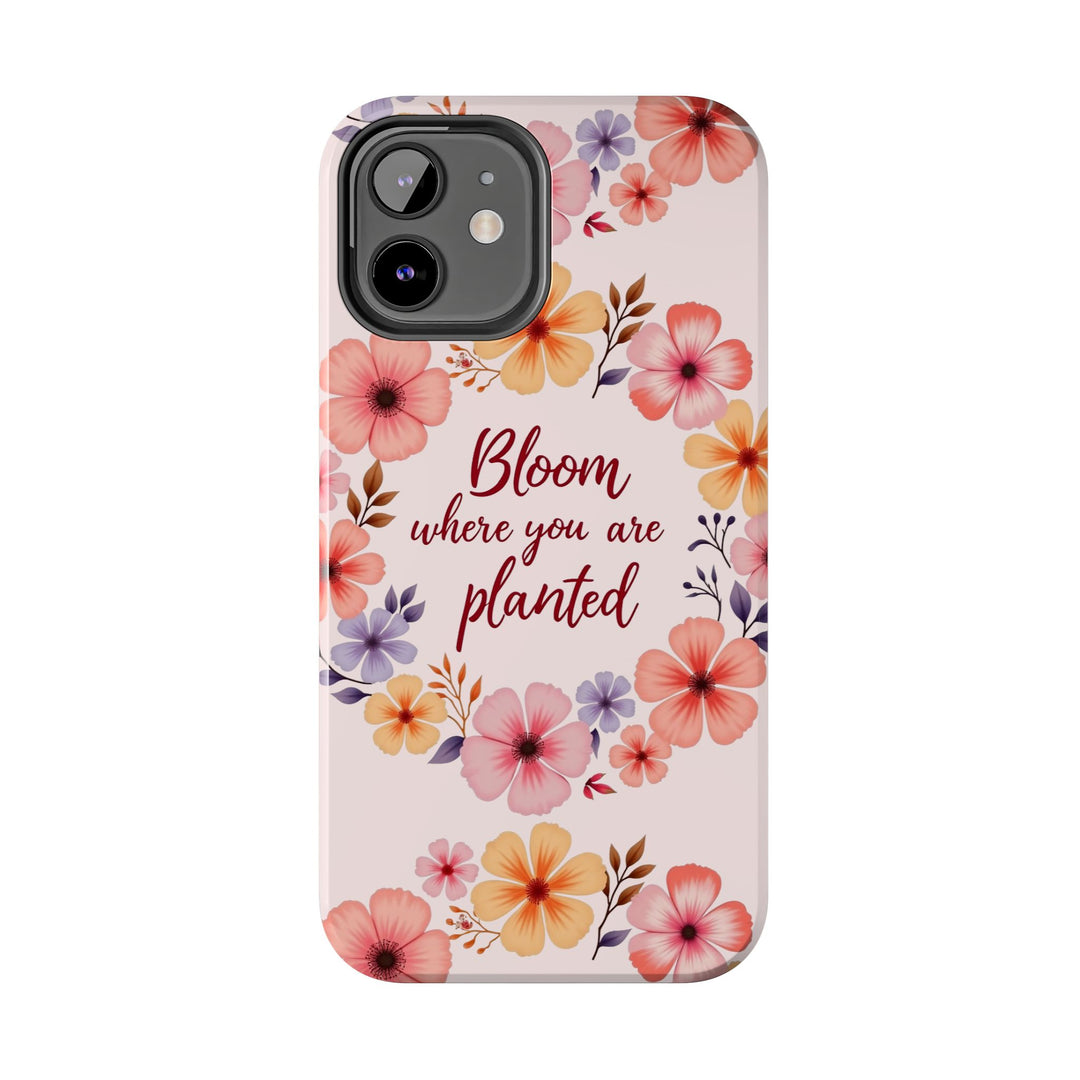 Light pink phone case with a flower garland design, perfect for the bloom where you are planted aesthetic