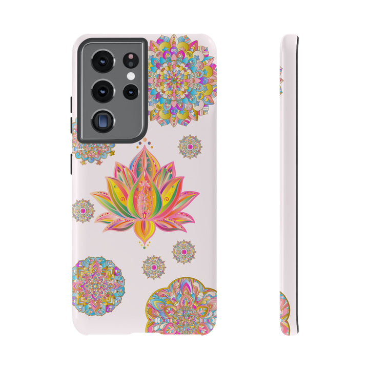 Light pink lotus flower mandala design phone case for stylish protection