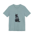 Black Cat Watercolor T-Shirt with Mystical Design - Stylish and unique shirt featuring a beautiful watercolor cat illustration