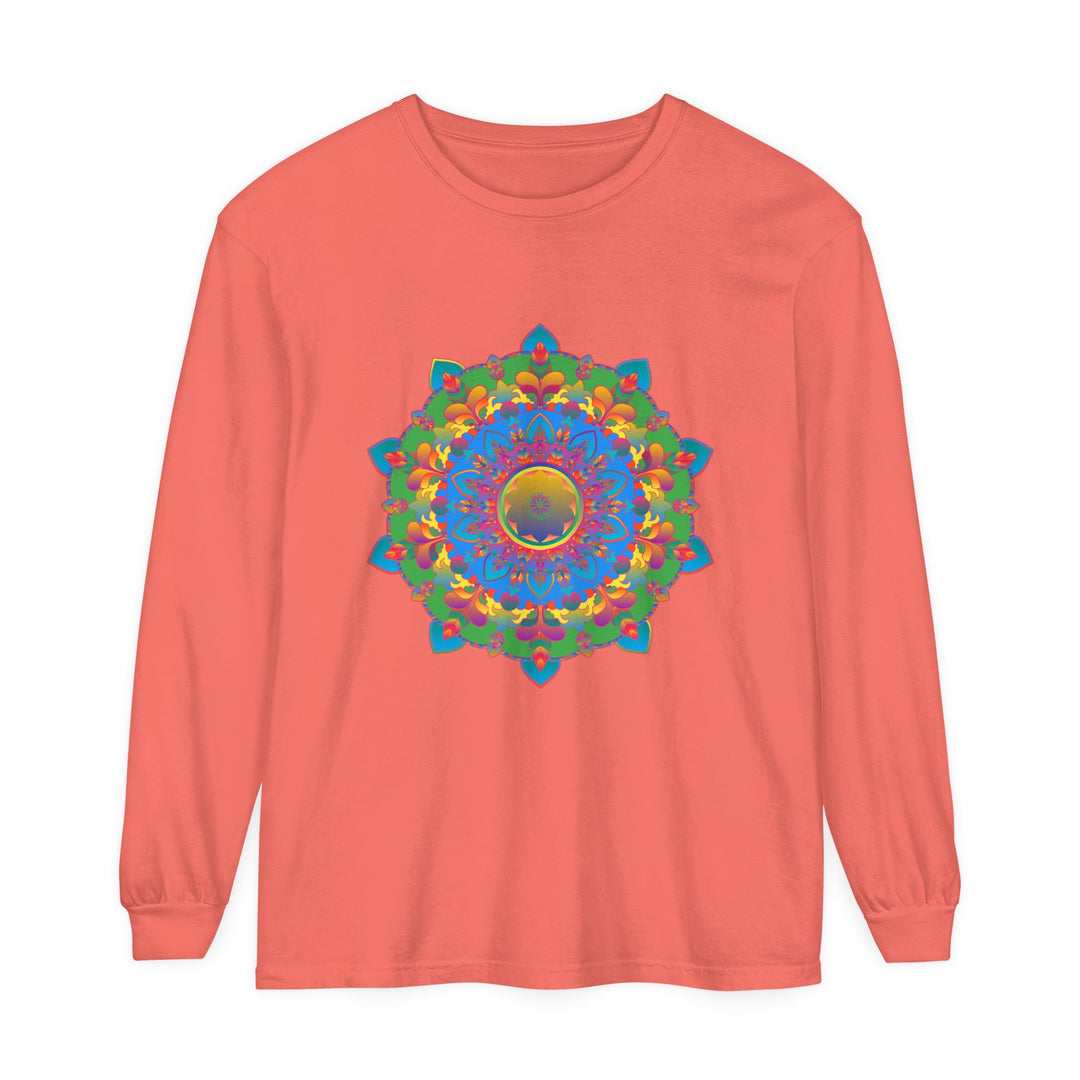 Intricate Mandala Long Sleeve T-Shirt featuring a detailed and colorful mandala design