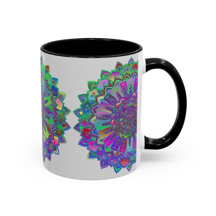 A vibrant and detailed mandala art mug, showcasing intricate designs and a colorful palette