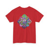 Colorful mandala art printed on a soft and comfortable unisex heavy cotton t-shirt, perfect for yoga and mindfulness practices