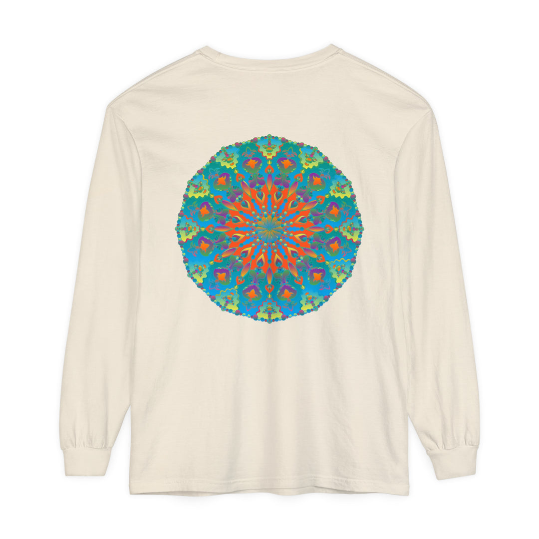 Colorful rainbow mandala design long sleeve t-shirt for vibrant fashion lovers