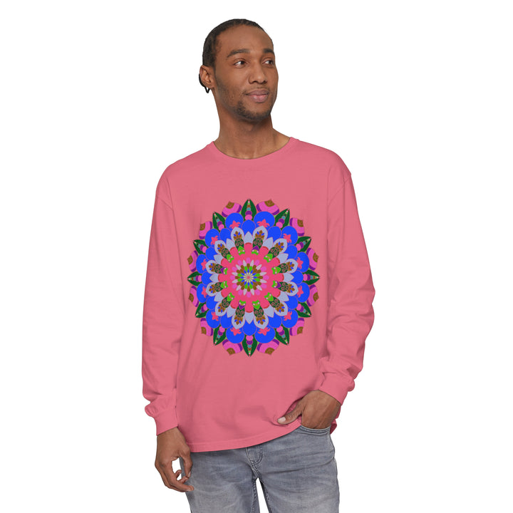 Colorful Mandala Long Sleeve T-Shirt with Exquisite Art