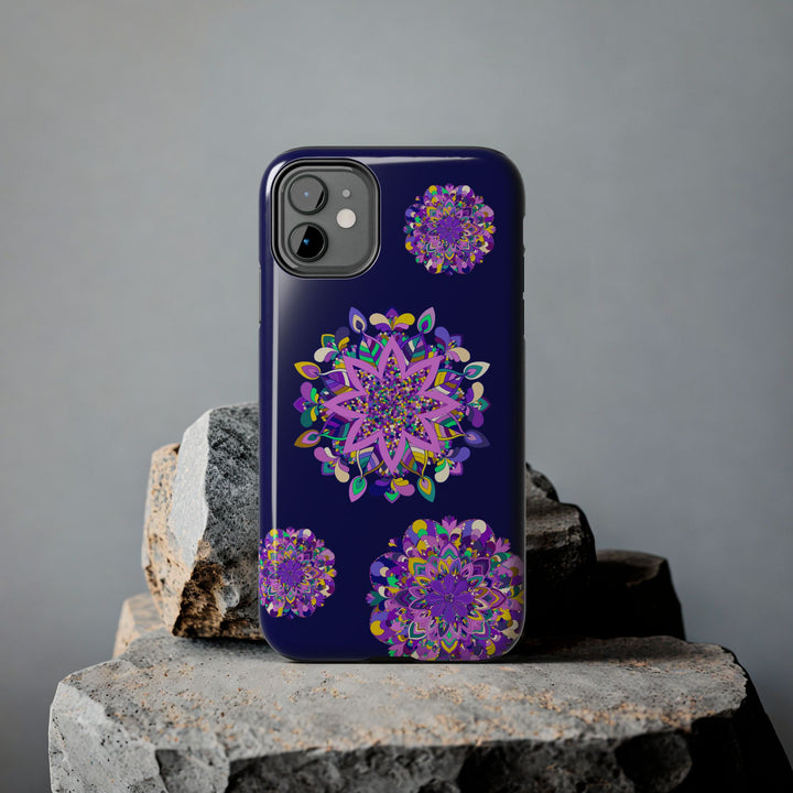 Hand Drawn Mandala Art Purple Shades Phone Case - Durable and Shock Absorbent, stylish and protective cover for your phone, featuring intricate hand-drawn mandala design in beautiful shades of purple