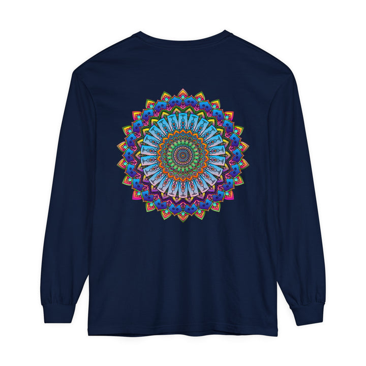 Eye-catching mandala pattern on unisex long sleeve t-shirt