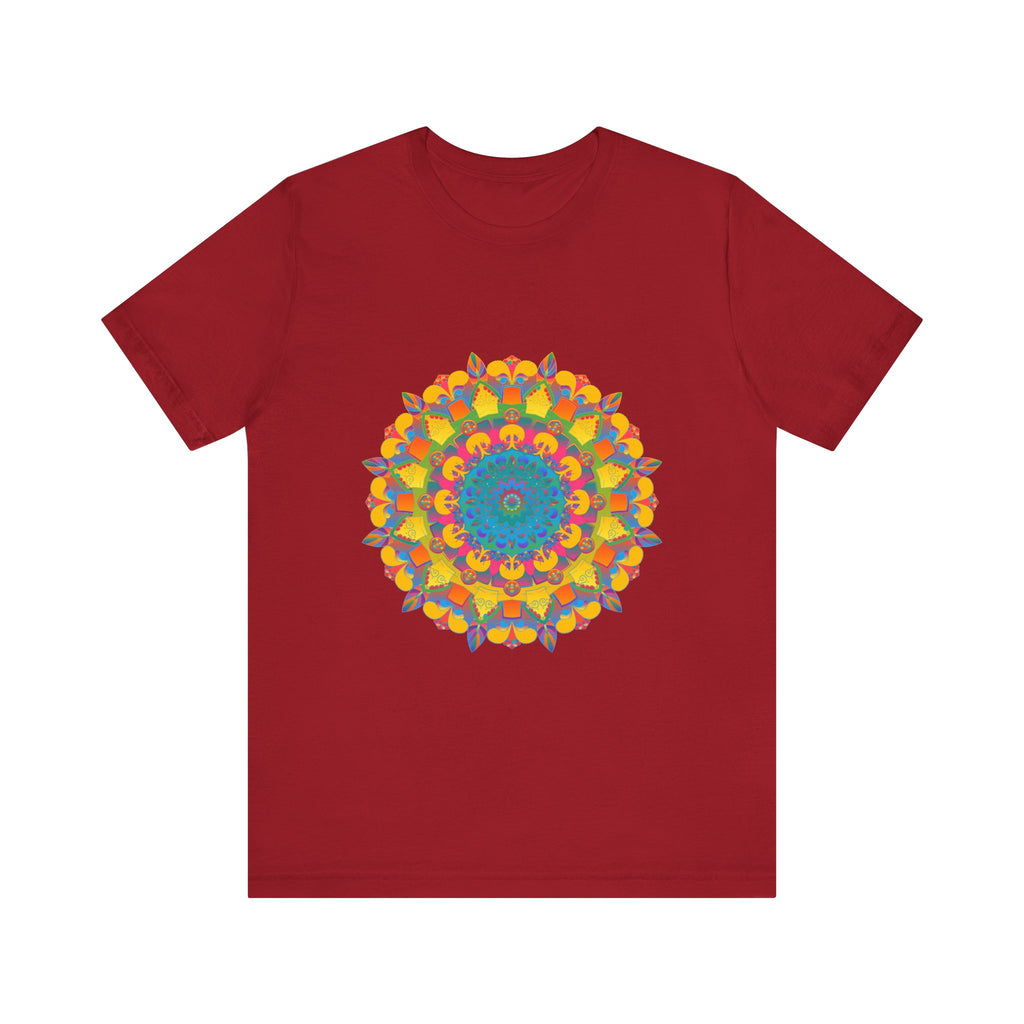 Vibrant Mandala Tee featuring a colorful and intricate geometric design in various shades of blues, purples, and pinks, creating a visually stunning and eye-catching pattern