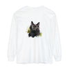 Black Cat Watercolor Splash Long Sleeve T-Shirt with vibrant, artistic design