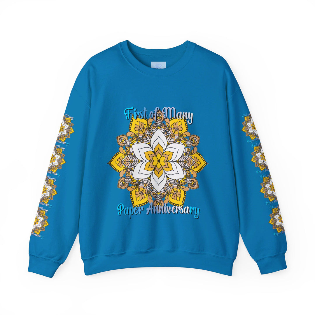 Unique crewneck sweatshirt featuring handcrafted mandala design