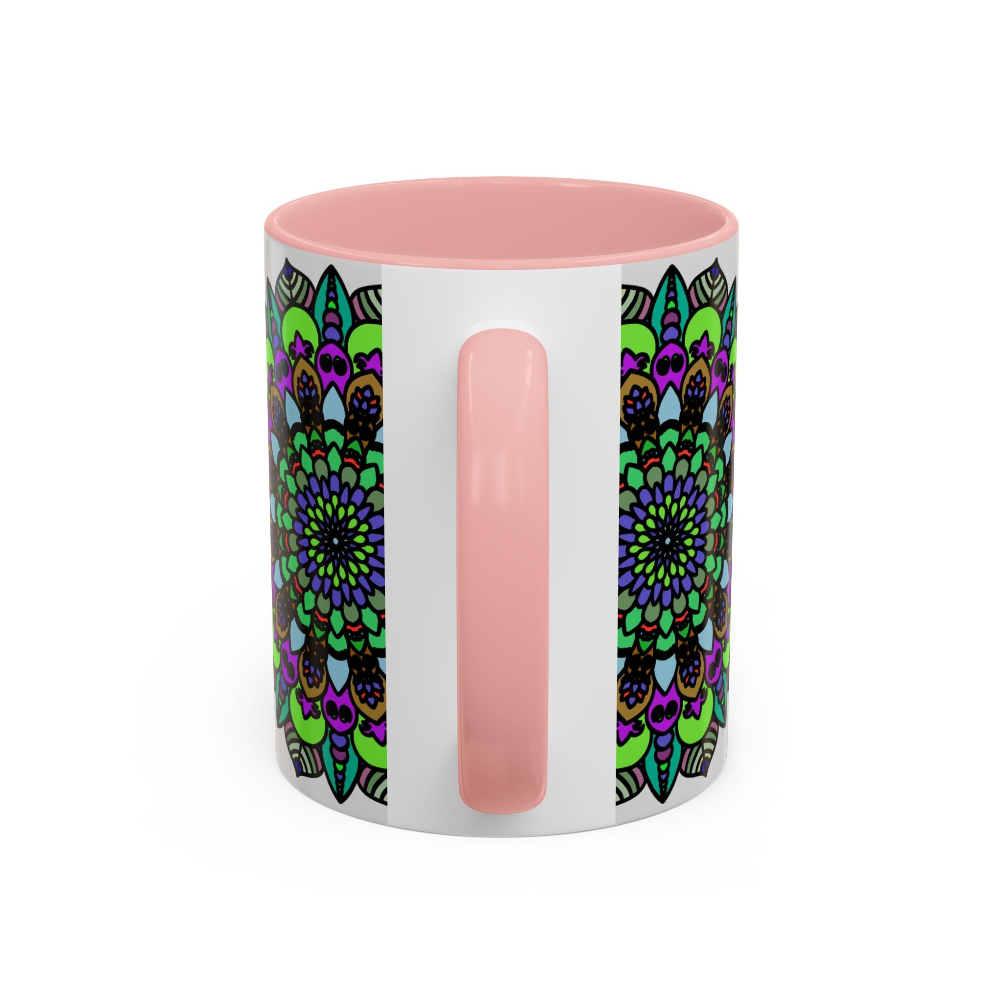 Colorful and intricate mandala art pattern on ceramic mug