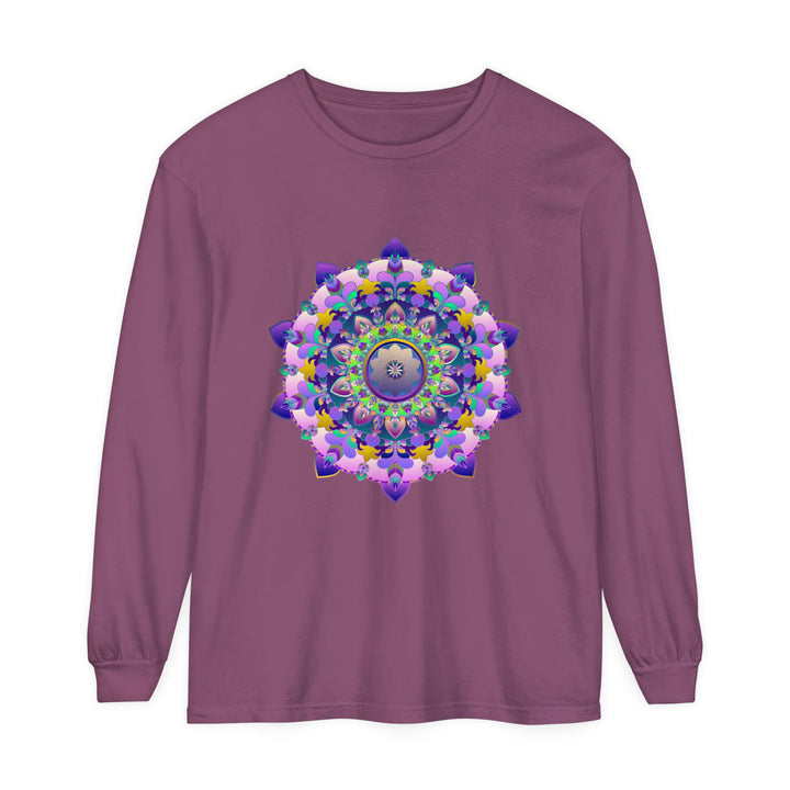 Colorful and intricate mandala design long sleeve unisex T-shirt for vibrant and stylish individuals