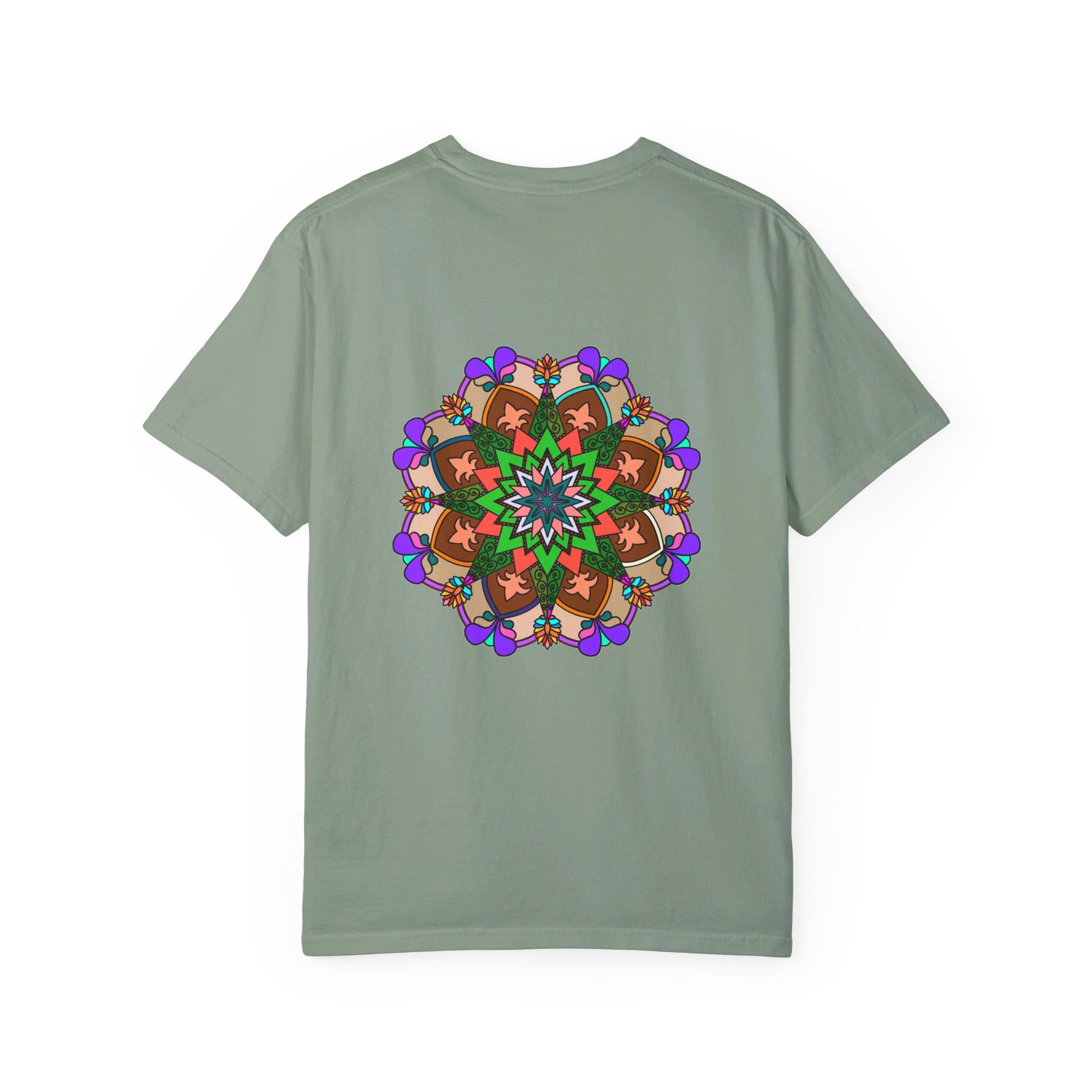 Unisex Mandala T-Shirt made from 100% Ring-Spun Cotton with Hand-Drawn Mandala Art, Garment-Dyed for Extra Comfort