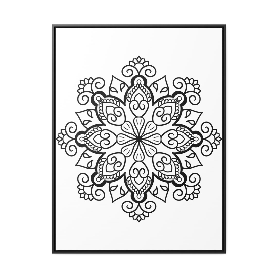 Mandala Handmade Art - Black & White Wall Art - Gallery Canvas Wraps, Vertical Frame 15