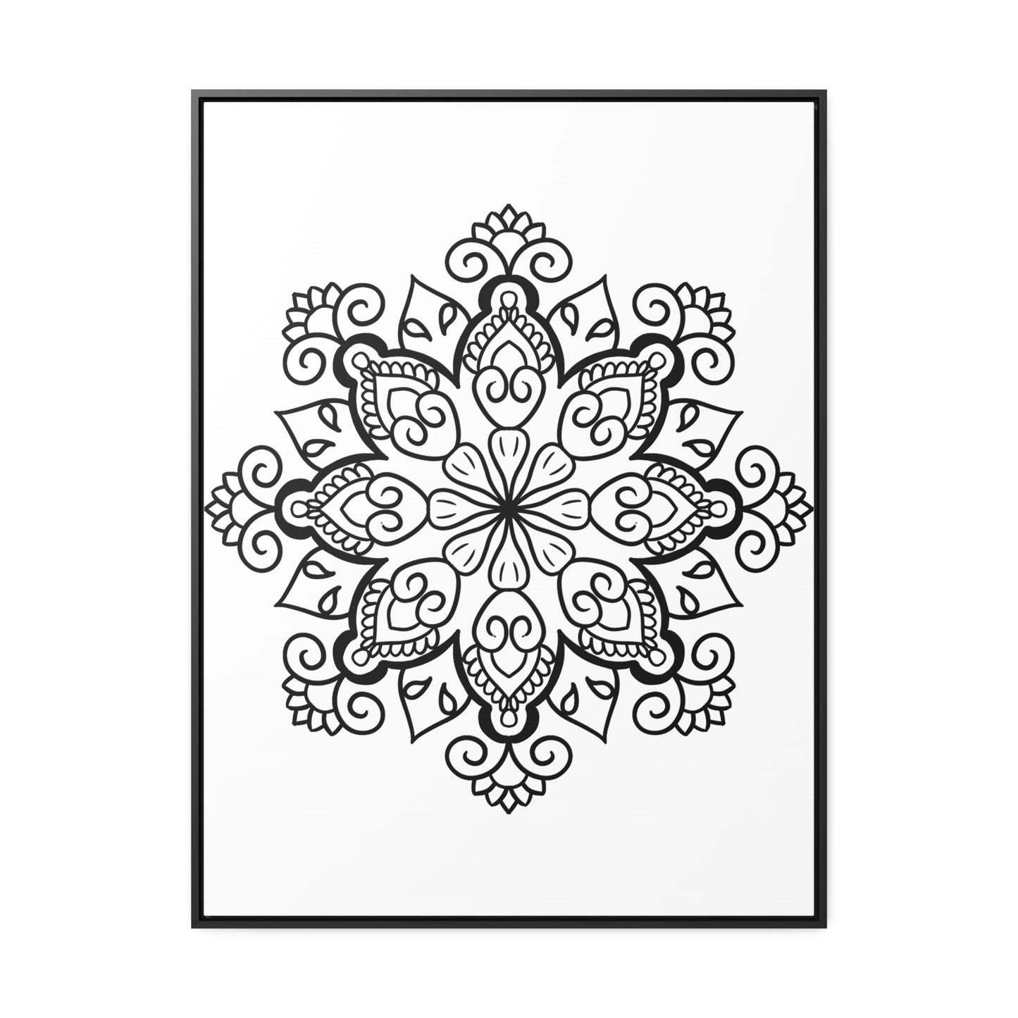 Mandala Handmade Art - Black & White Wall Art - Gallery Canvas Wraps, Vertical Frame 15