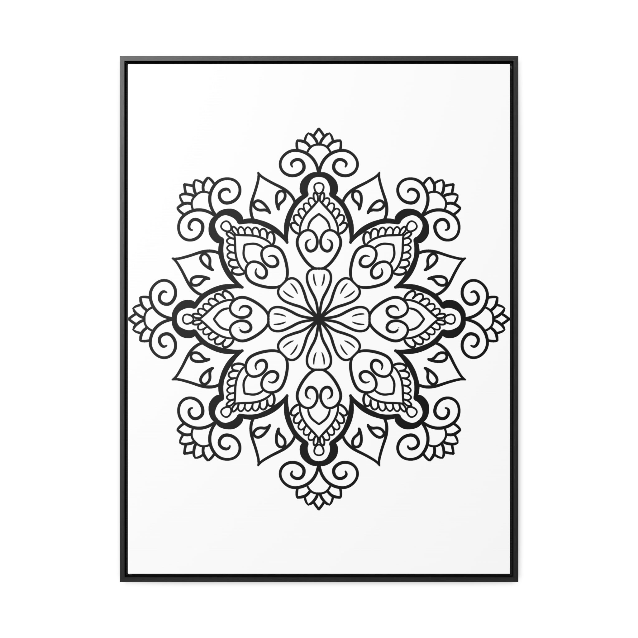 Mandala Handmade Art - Black & White Wall Art - Gallery Canvas Wraps, Vertical Frame 15