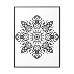 Mandala Handmade Art - Black & White Wall Art - Gallery Canvas Wraps, Vertical Frame 15