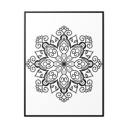 Mandala Handmade Art - Black & White Wall Art - Gallery Canvas Wraps, Vertical Frame 15