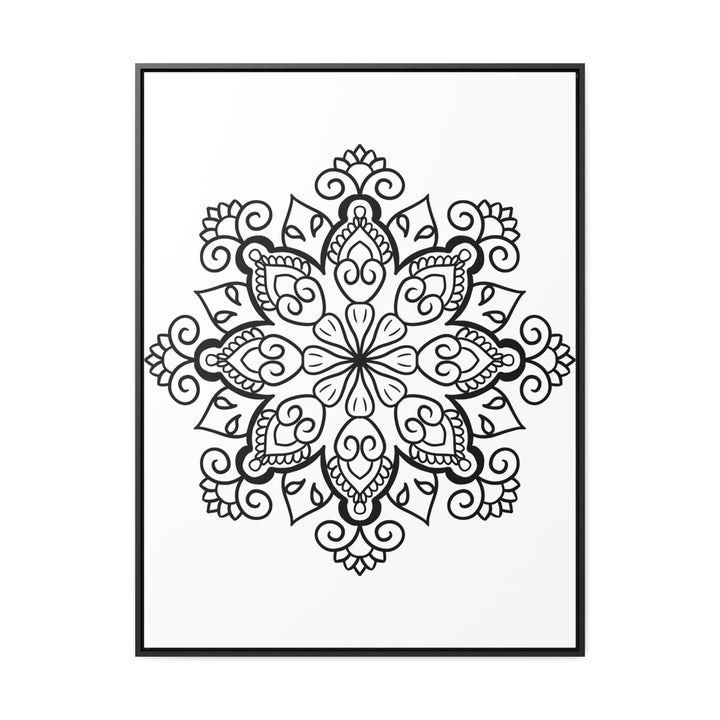 Mandala Handmade Art - Black & White Wall Art - Gallery Canvas Wraps, Vertical Frame 15