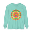 Vibrant and detailed long sleeve t-shirt featuring an intricate mandala design