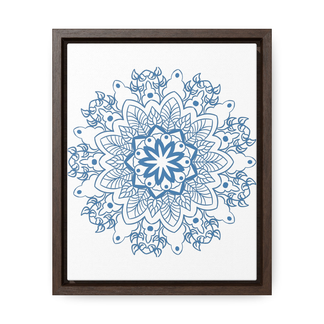 Handcrafted steel blue mandala design wall art on gallery canvas