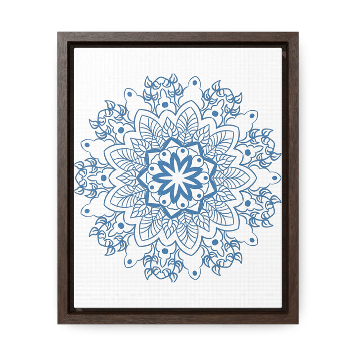 Handcrafted steel blue mandala design wall art on gallery canvas