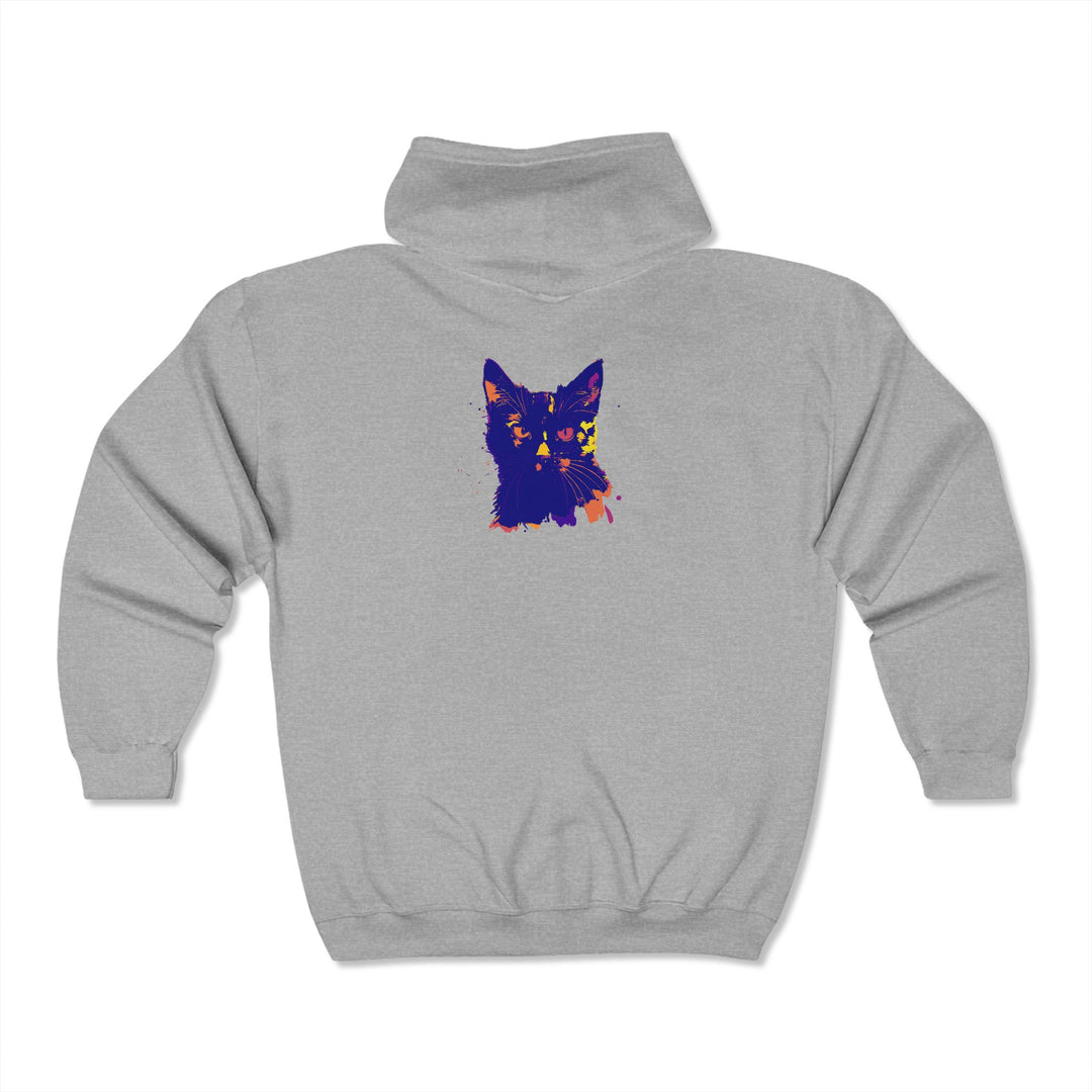  Black Cat Watercolor Hoodie - Mystical Design folded and displayed with other clothing items 