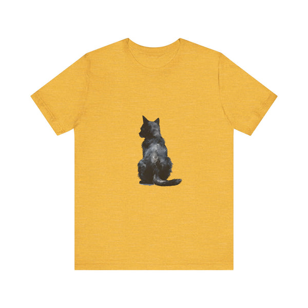 Black Cat Watercolor T-Shirt featuring a mystical design, perfect for cat lovers and fans of unique, artistic apparel