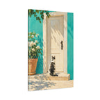 Sunlit Doorway Cat Canvas Wall Art