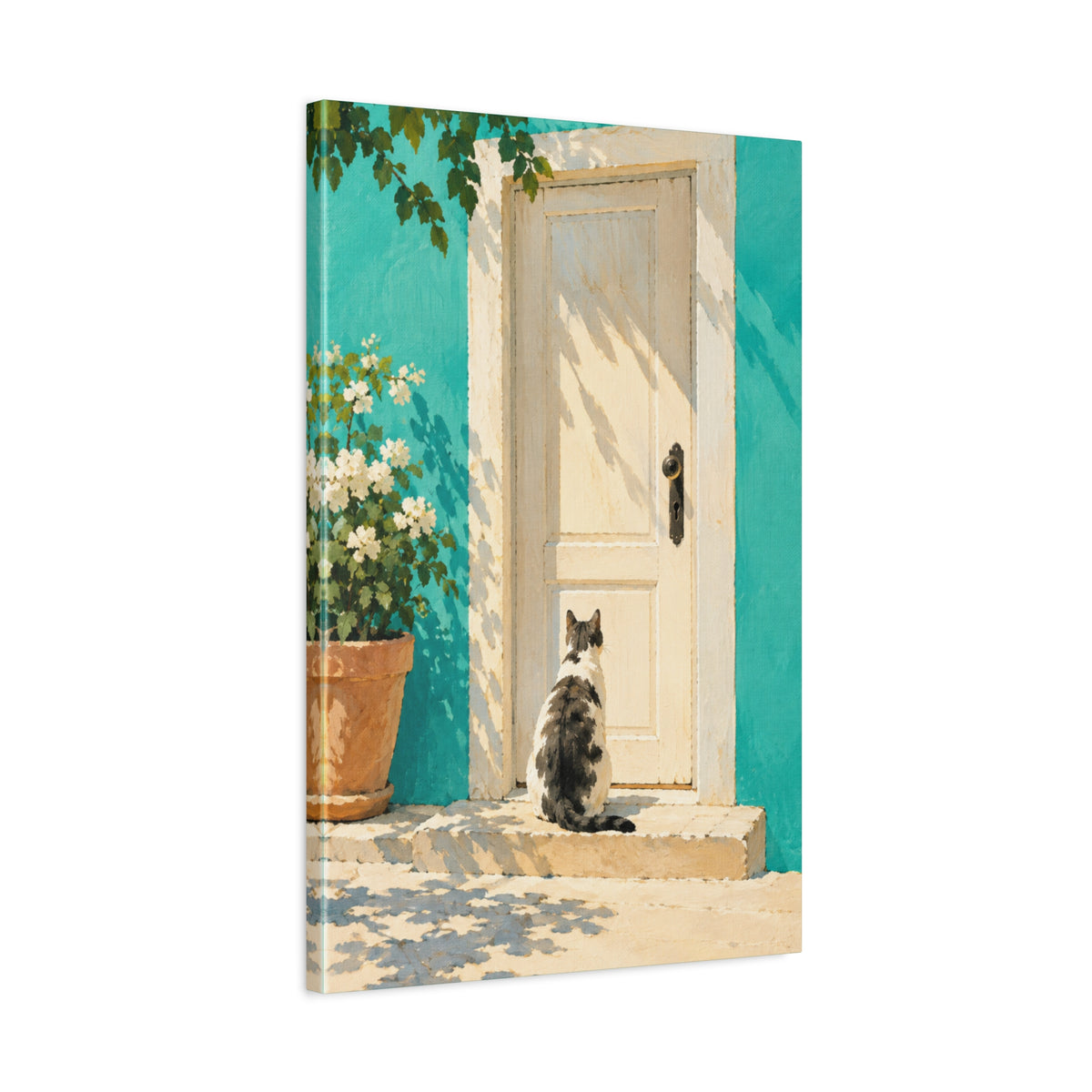 Sunlit Doorway Cat Canvas Wall Art