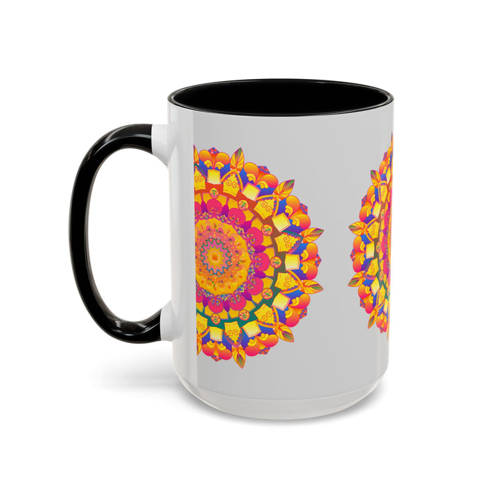 Intricately Designed Mandala Art on Grey Mug