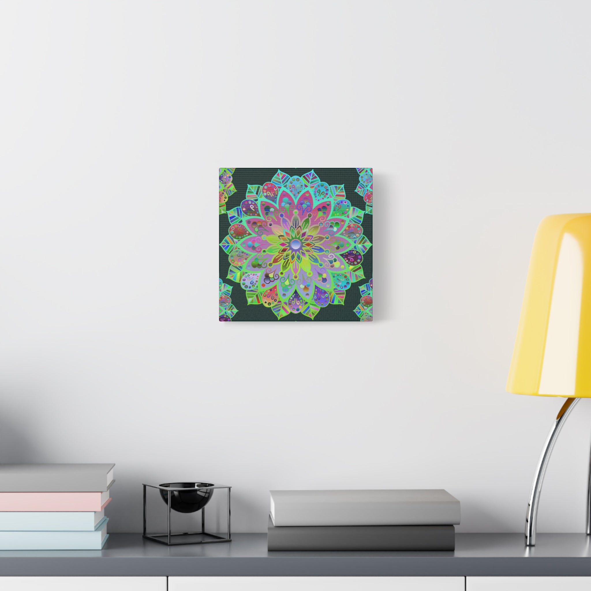 Vibrant Mandala Matte Canvas Wall Art — Colorful Floral Boho Stretched Print