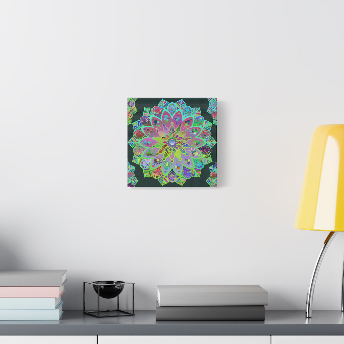 Vibrant Mandala Matte Canvas Wall Art — Colorful Floral Boho Stretched Print
