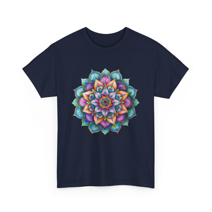 Fashionable Mandala Art Yoga Mindfulness - Unisex Heavy Cotton Tee with a focus on mindfulness and inner peace