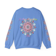 Mother-Daughter Bond Unisex Heavy Blend™ Crewneck Sweatshirt, perfect for mom's birthday gift, featuring a heartwarming design of mother and daughter embracing