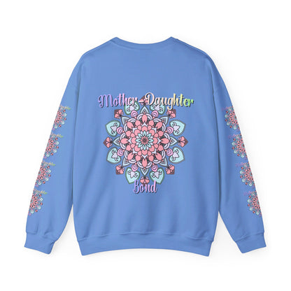 Mother-Daughter Bond Unisex Heavy Blend™ Crewneck Sweatshirt, perfect for mom's birthday gift, featuring a heartwarming design of mother and daughter embracing