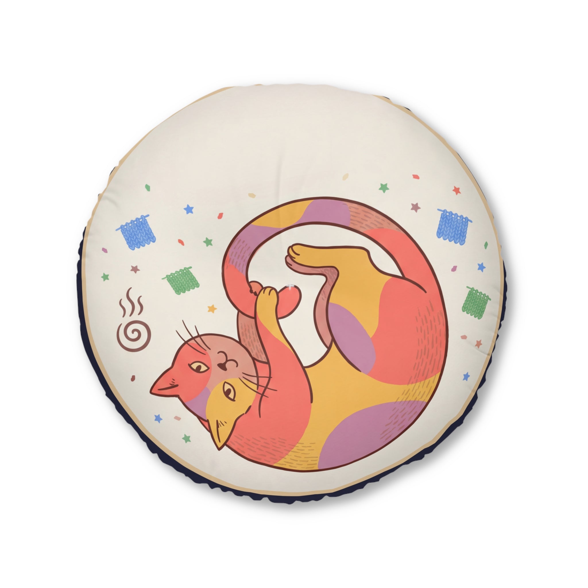 Boho Cozy Cat Floor Pillow Winter Crescent