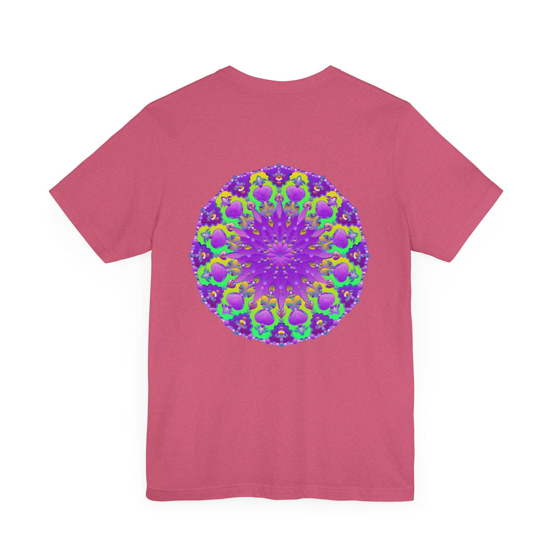 Beautiful purple mandala tee with intricate design, symbolizing spiritual peace and harmony, perfect for yoga and meditation practice