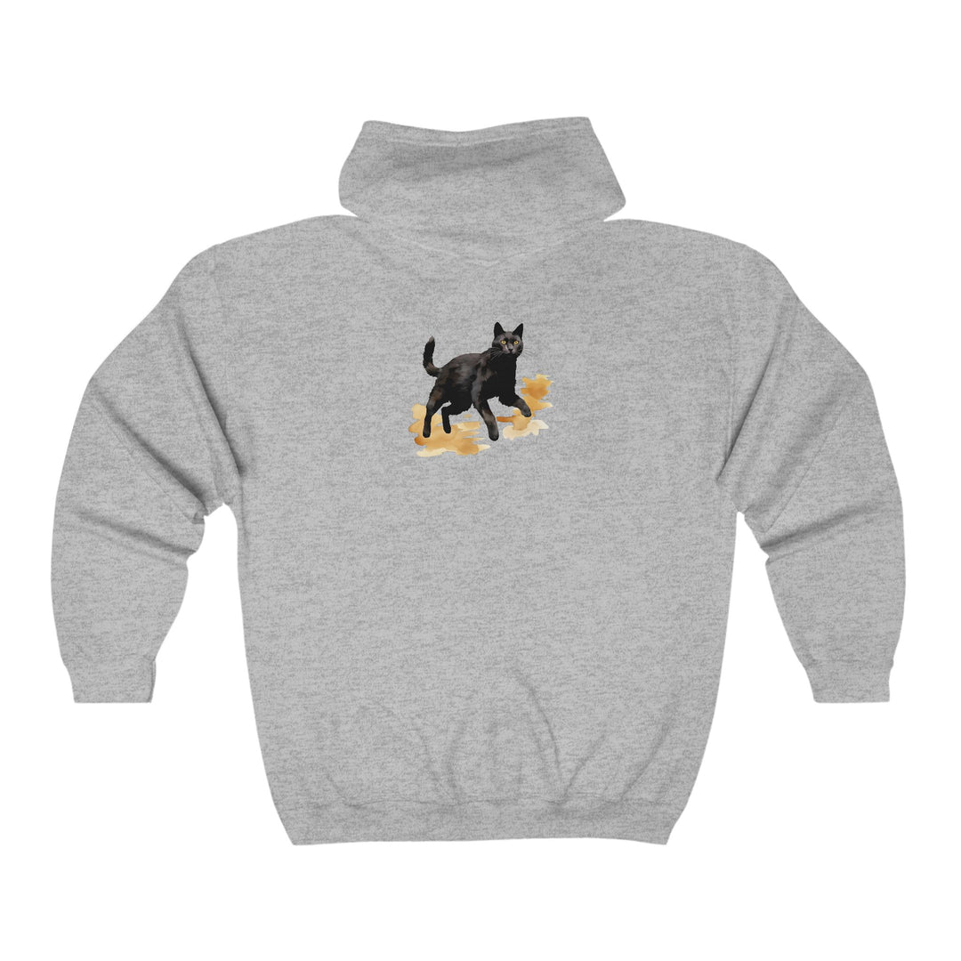 Black Cat Watercolor Hoodie with Mystical Pet Design 