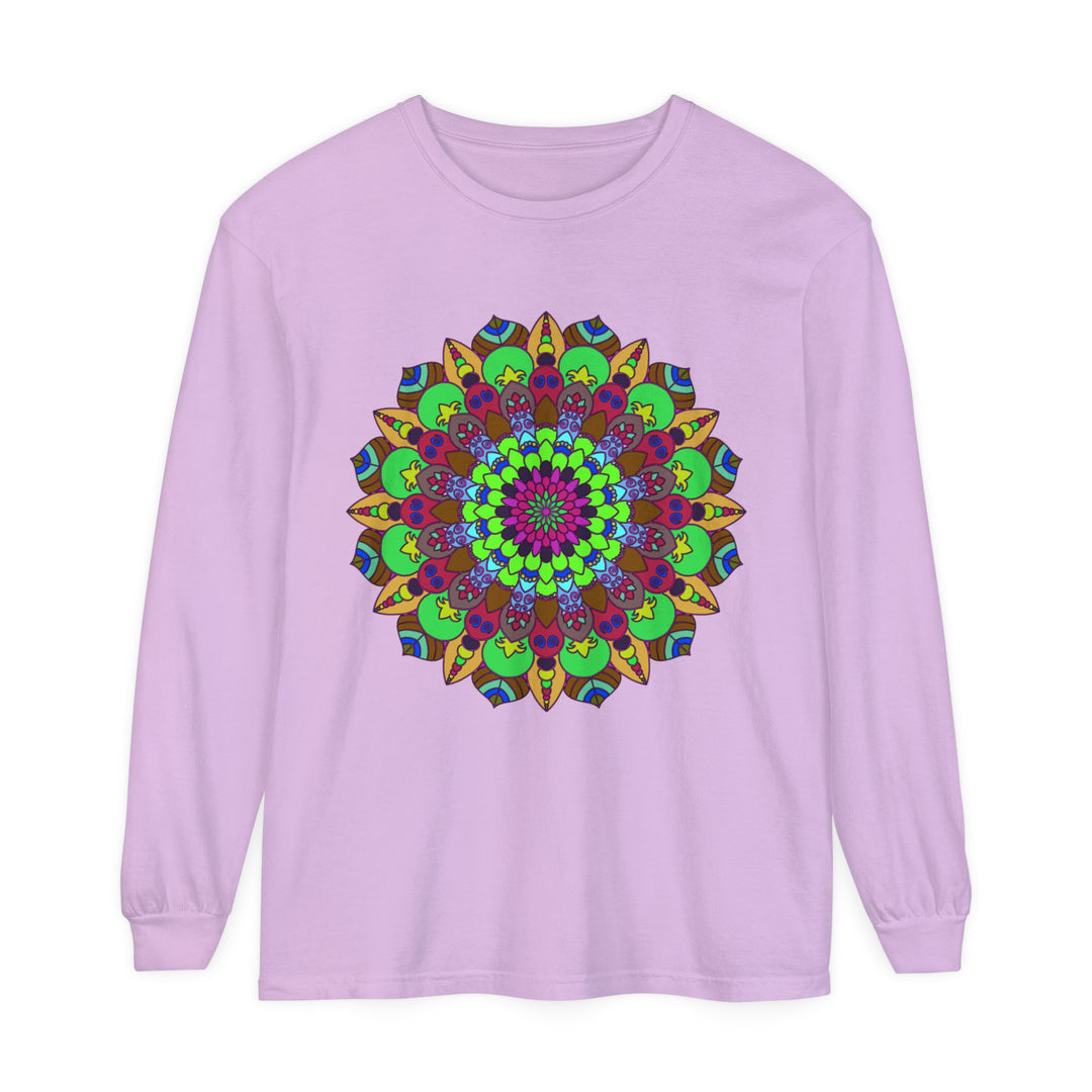 Colorful Mandala Unisex Long Sleeve T-Shirt with intricate and vibrant design