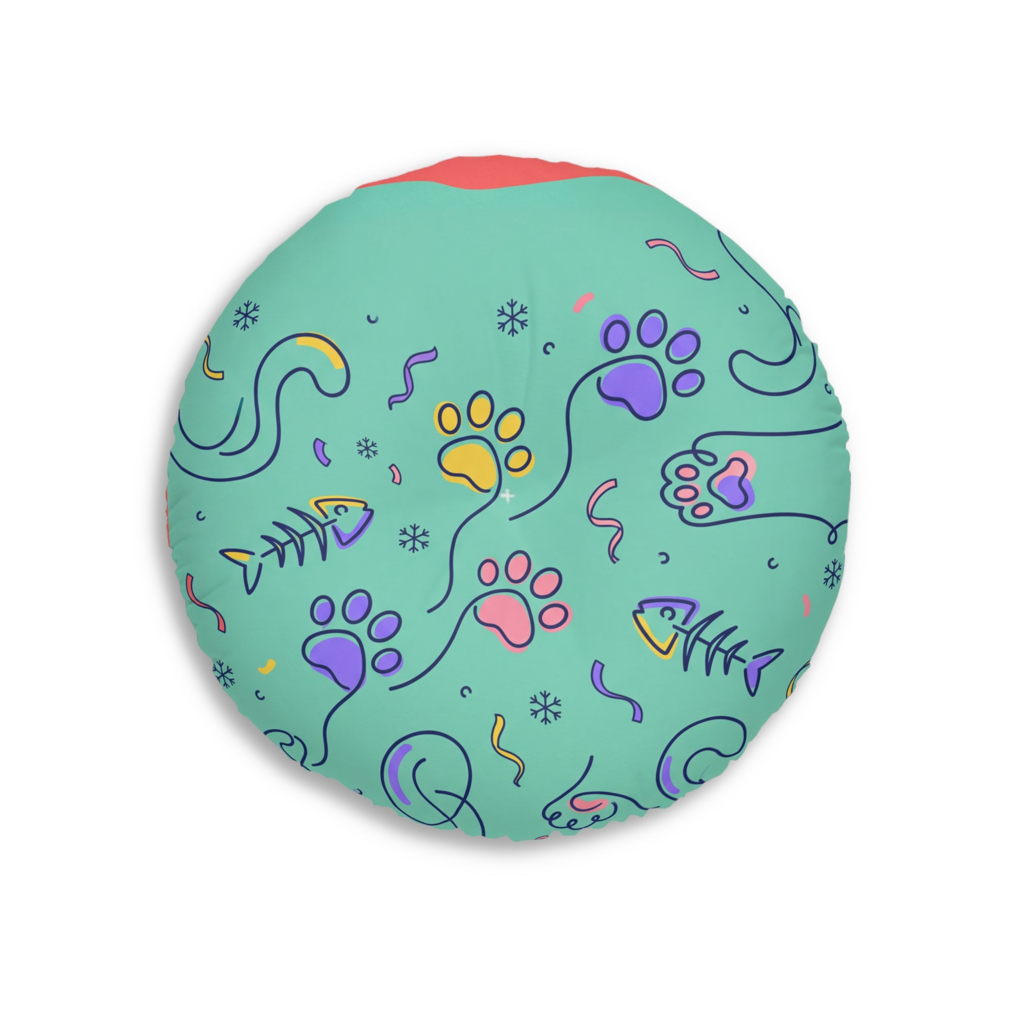 Sunbeam Cat Floor Pillow, Cute Round Tufted Cushion