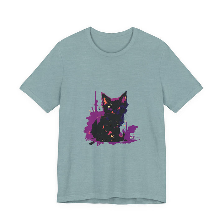 Black Cat Mystery - Purple Paint Splatter T-Shirt