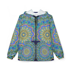 Blue Mandala Windbreaker Jacket – Colorful Boho Outdoor Layer